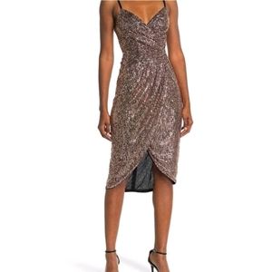 Rachel RoySleeveless Faux Wrap Sequin Midi Dress
